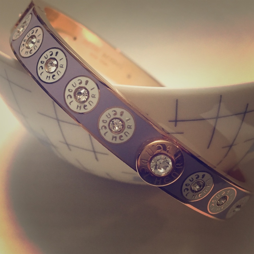 Henri Bendel Rare Rivet Enameled Swarovski Bangle